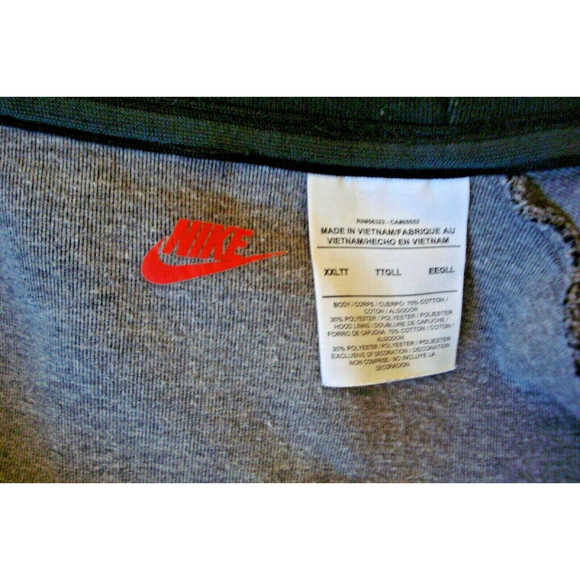 Nike Mens 2XLTT Sportswear Windrunner Hoodie Jacket Full Zip Grey Black Sz 2XLTT - Picture 4 of 6